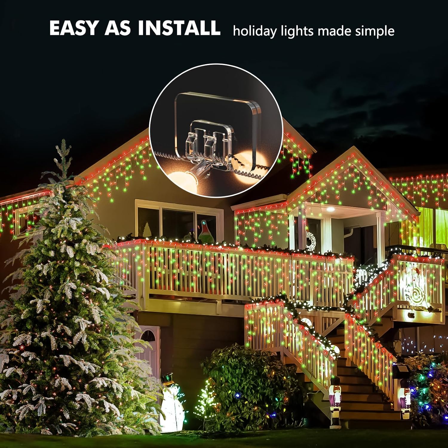 Skiennix Hooks for Outdoor String Lights - 100 Pack with Adhesive Strips | Waterproof & UV-Resistant