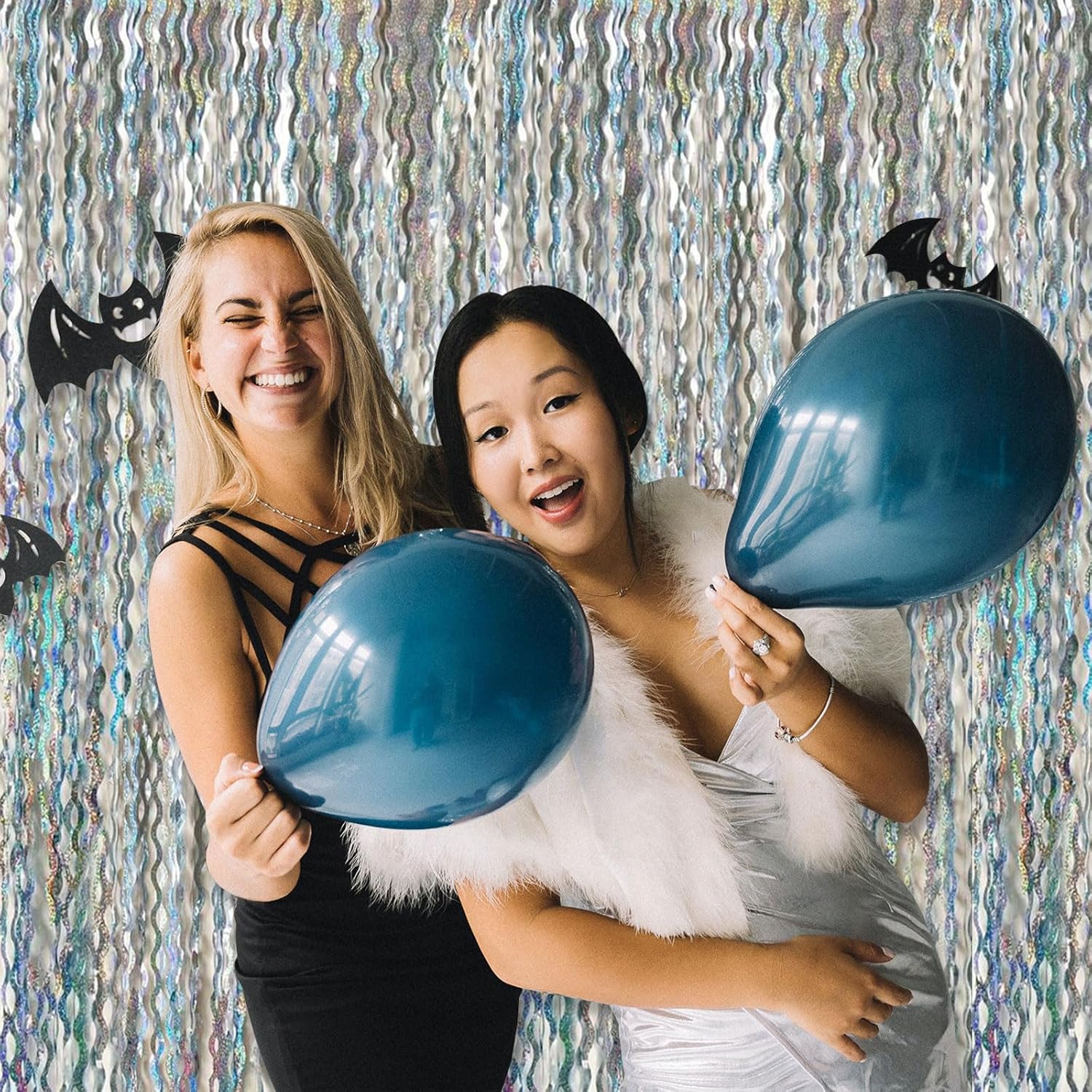 Skiennix Tinsel Foil Fringe Curtains - Sparkling Wavy Backdrop for Party Decorations | Birthday & Wedding Events