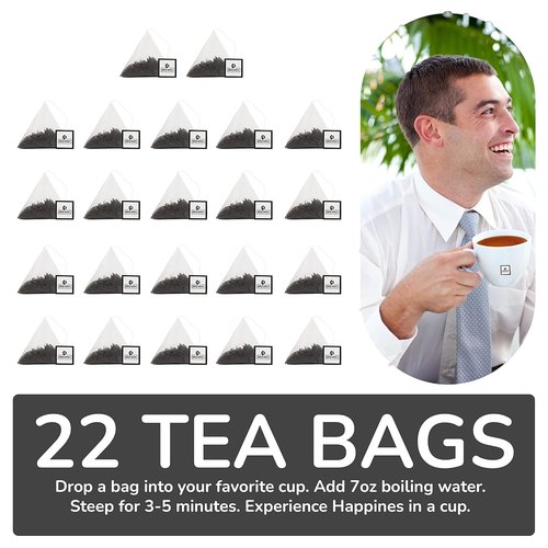 BREWIX Earl Grey Tea Bags - 22 Pyramid Bags of Long Leaf Indian Black Tea with Bergamot | Resealable Ziplock Pouch