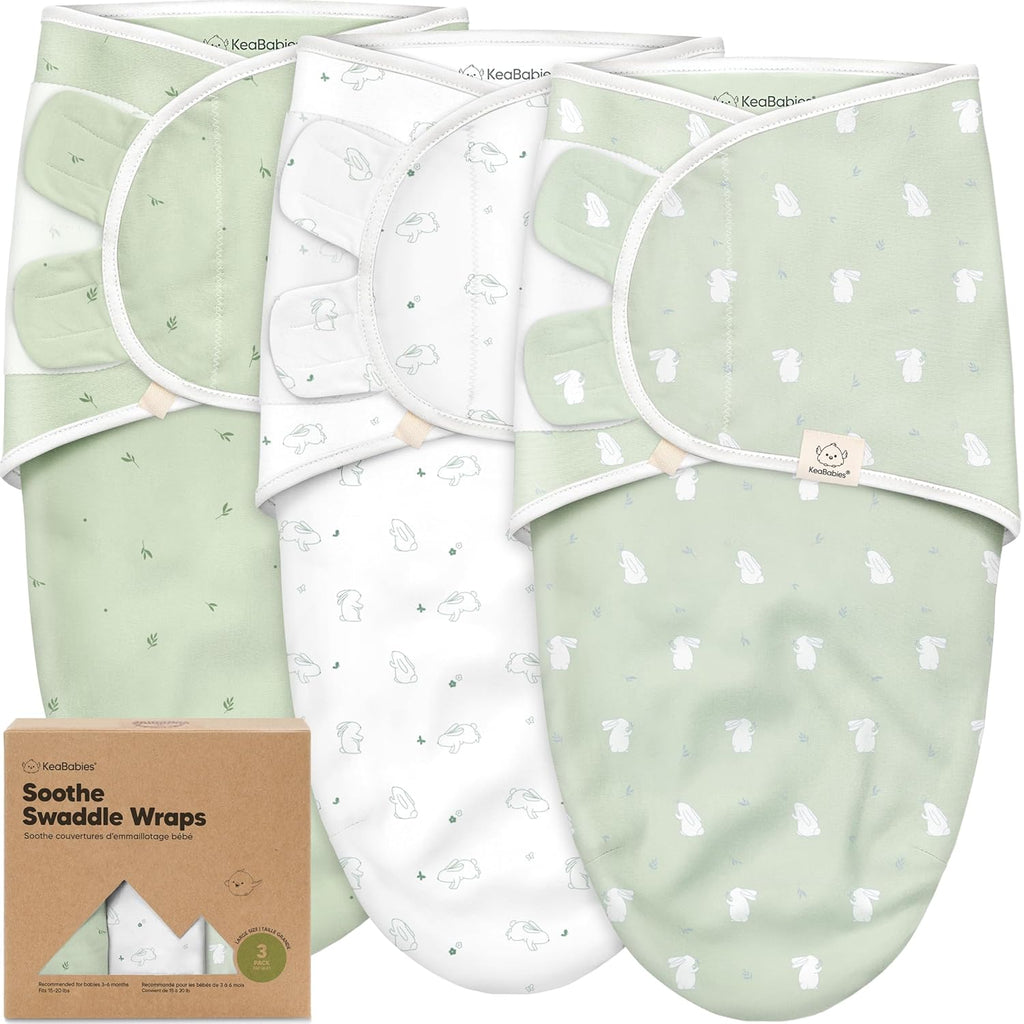 Skiennix Organic Baby Swaddle Sleep Sacks - Soft & Snug Newborn Blankets for Infants 3-6 Months | Bunnies, Large