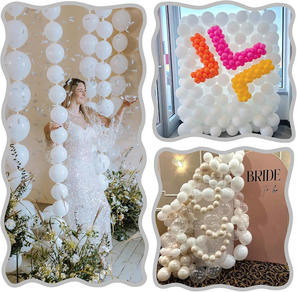 Skiennix White Linking Balloons - 120 Pcs 6-Inch Latex for Birthday & Wedding Decorations