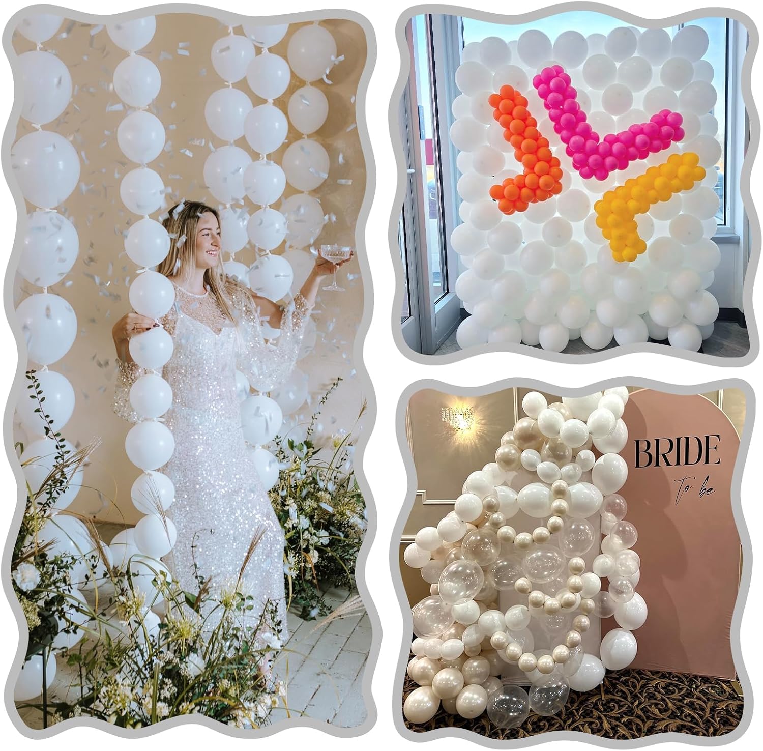 Skiennix White Linking Balloons - 120 Pcs 6-Inch Latex for Birthday & Wedding Decorations