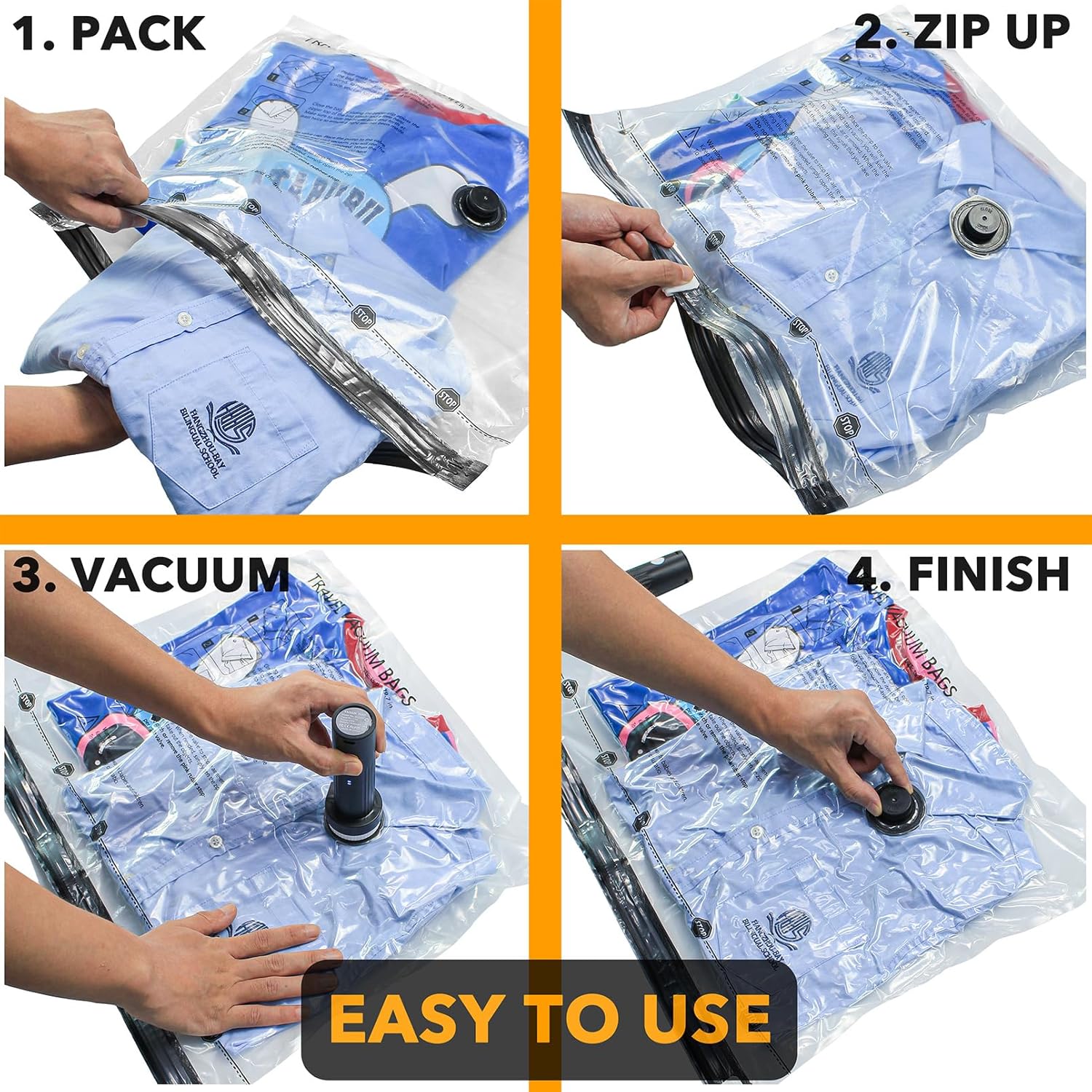 SpaceAid Travel Vacuum Bags - 18 Pack Compression Bags with Electric Pump for Clothing & Luggage