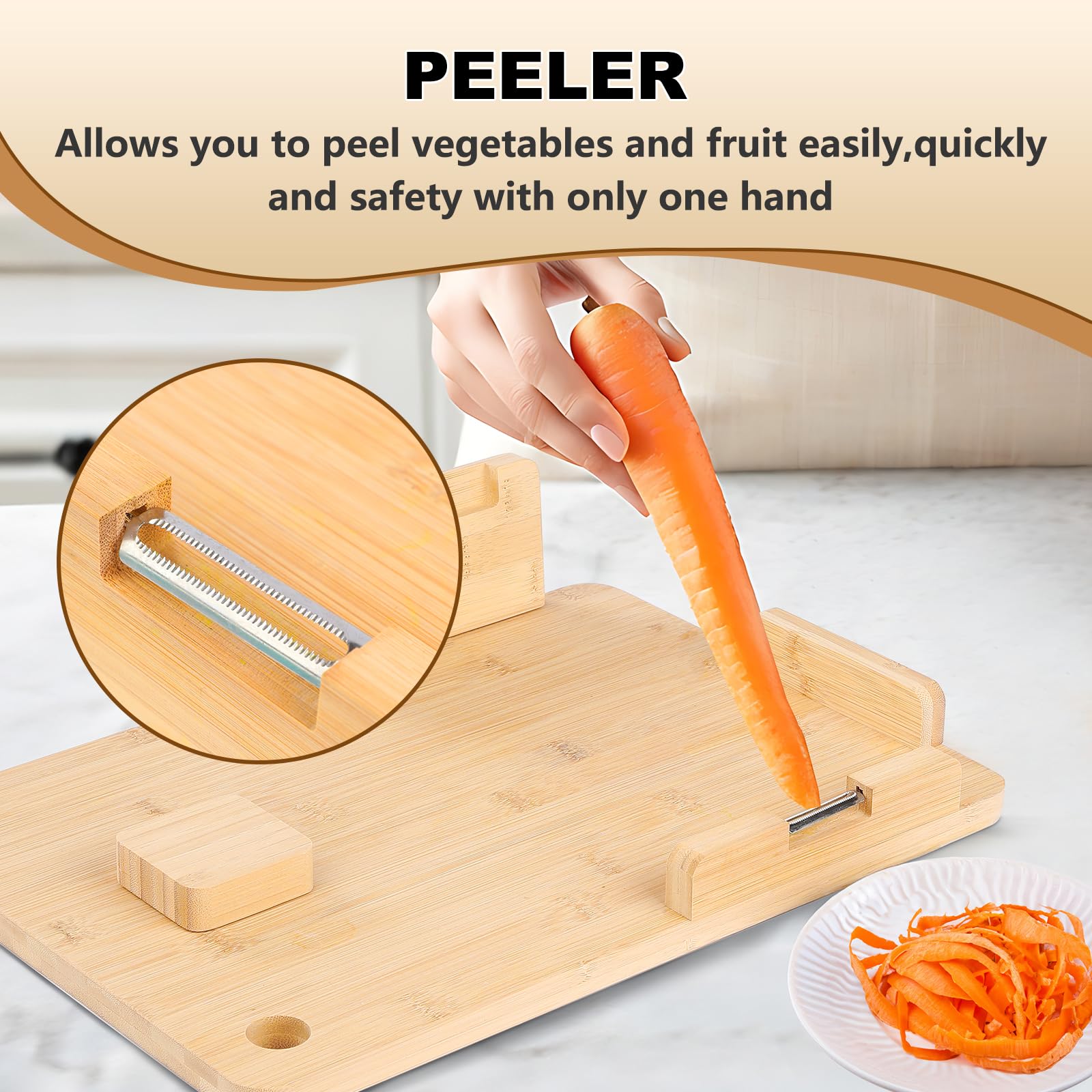 Easy-to-Use Adaptive One Handed Cutting Board,Handicap Kitchen Tools with Bread Stops & Steel Spikes,Easy to Clean-for Amputees,Stroke Victims,Elderly