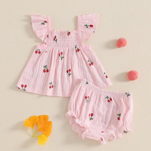 Mubineo Baby Girl Summer Outfit Set - Cute Ruffle Tops & Shorts - Infant Toddler Princess Style