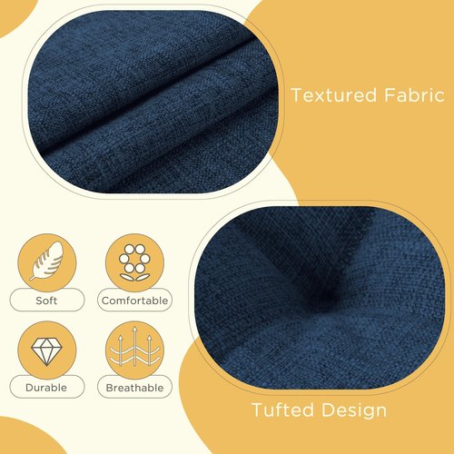 MineCozy Indoor Kitchen Chair Cushions Set of 4 Non Slip Tufted Chair Pads with Ties Thick Dining Room Seat Cushions 16'' x 16'' x 4'' Navy