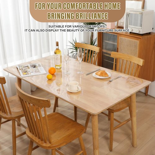 MOCAL Clear Plastic Kitchen Countertop Cover Mat Table Protector Cover Wooden Furniture Tablecloth Wipeable Vinyl PVC Coffee End Table Chair Floors Pad Scratch Proof