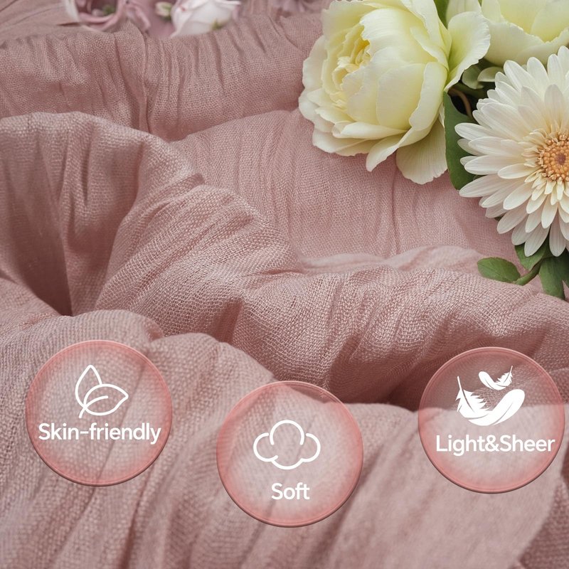 10FT 6 Pack Pink Cheesecloth Table Runner 35x120 inchs Romantic Boho Rustic Gauze Sheer Dusty Pink Cheese Cloth Table Runners for Wedding Bridal Baby Shower Tea Party Birthday Home Decorations