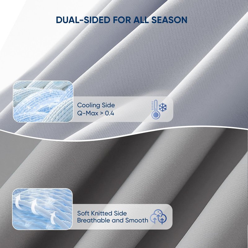 Cooling Comforter King Size, 2PCS Reversible Cooling Blanket for Hot Sleepers and Night Sweats, Cool Blanket with Mattress Pad for Summer, Breathable & Lightweight Comforter for All Season (106"x90")
