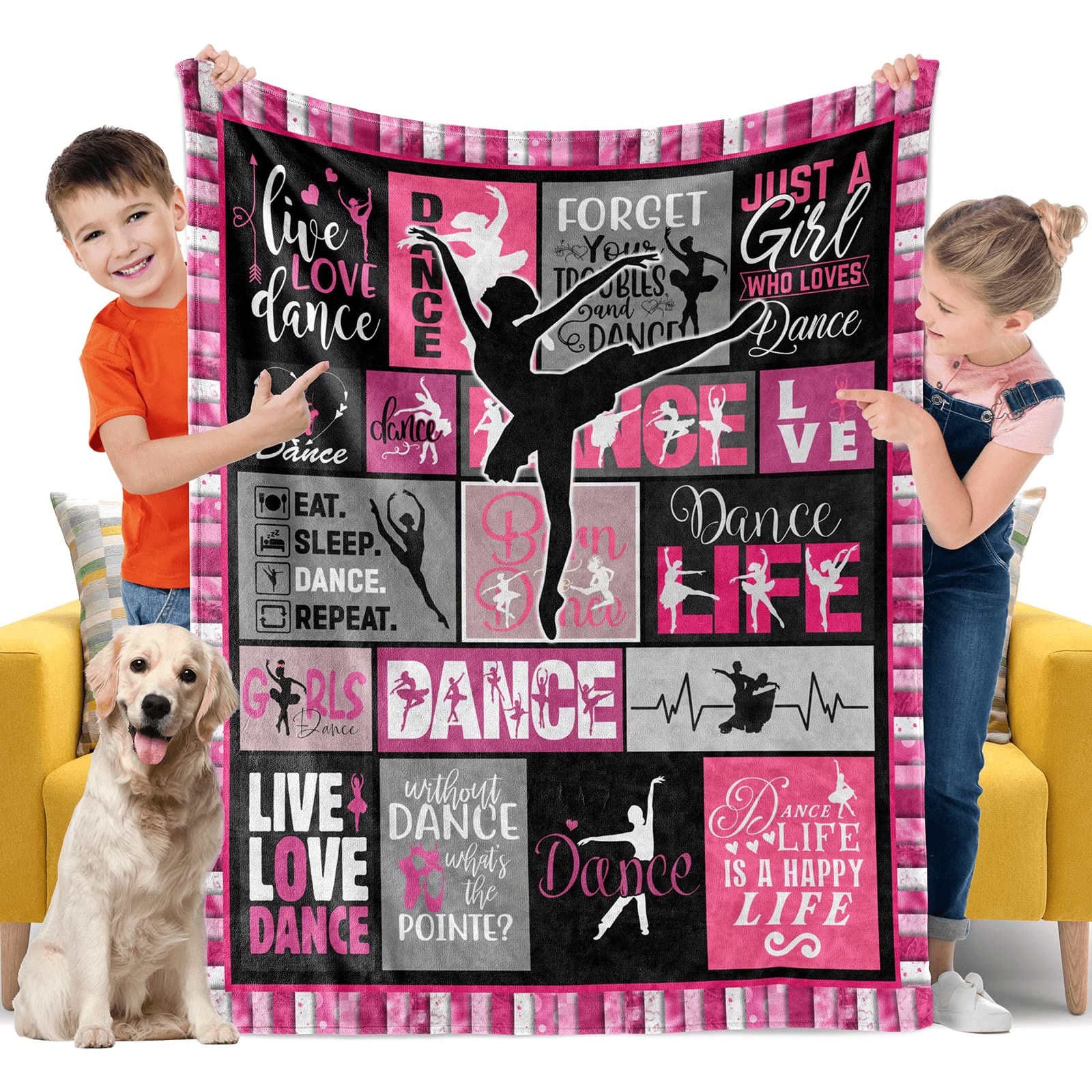 Dance Gifts Blanket for Girls, Soft Cozy Warm Flannel Kids Throw Blanket for Teens, Toddler Baby Blankets and Throws for Couch Bed Daycare Preschool Naptime, 40" x 50"