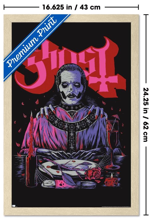 Ghost - Valentines Wall Poster, 22.4L" x 14.7W", Blonde Framed Version