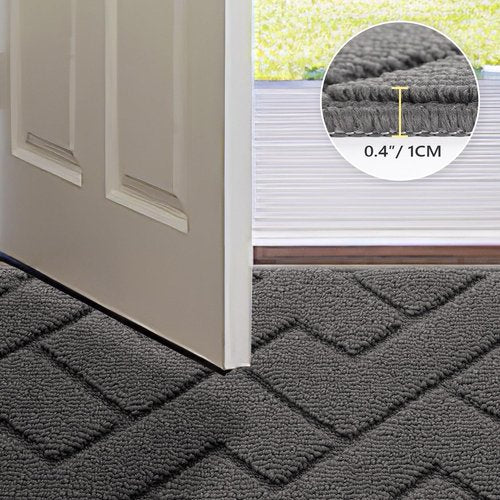 Hicorfe Indoor Doormat - Non-Slip, Washable, Absorbent Floor Mat | 20"x31.5" Grey Entryway Mat
