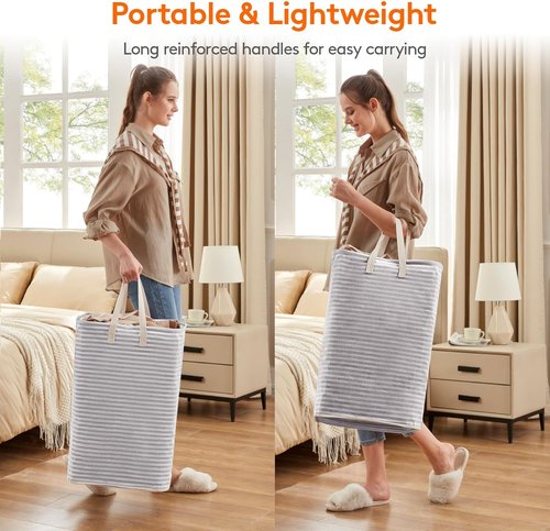 Lifewit Laundry Basket - 65L Collapsible Hamper with Reinforced Handles | Waterproof Design in Grey