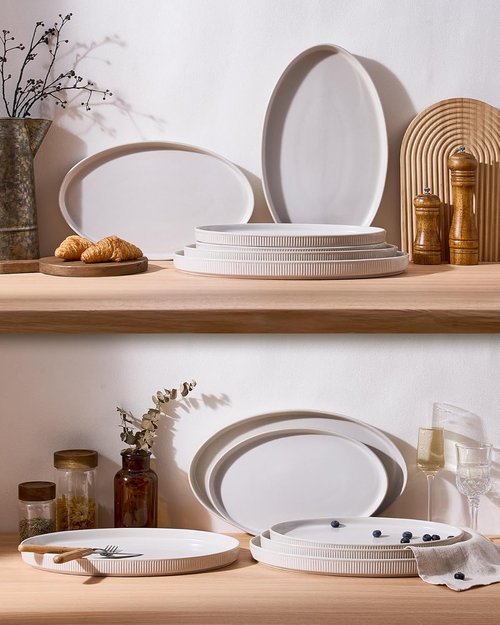 Famiware Serving Platter - Elegant Matte White Oval Trays | 16/14.6/12.9 Inch for Parties & Buffets