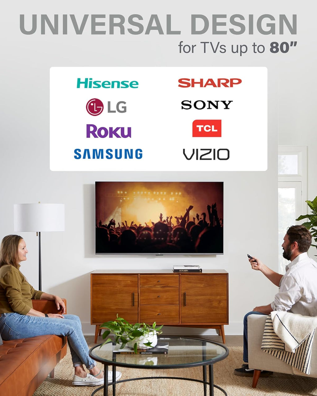 SANUS Low Profile TV Wall Mount | Universal Fixed Bracket for 40" to 80" TVs - Slim 1” Design, Easy 3-Step Install
