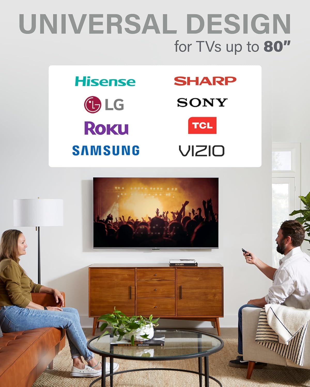 SANUS Low Profile TV Wall Mount | Universal Fixed Bracket for 40" to 80" TVs - Slim 1” Design, Easy 3-Step Install