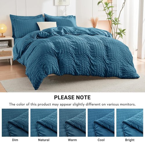 HYMOKEGE Teal Queen Comforter Set - 7-Piece All-Season Luxury Bedding with Sheets & Pillowcases