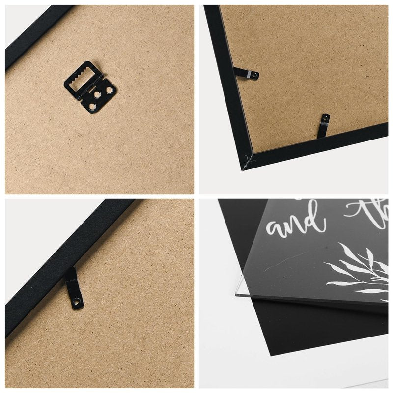ArtbyHannah Gallery Wall Frame Set, 7 Piece Black Picture Frame Set for Kitchen Dining Room Wall Decor with Inspirational Quotes, Multi Size Gather Sign Prints Pictures Collage