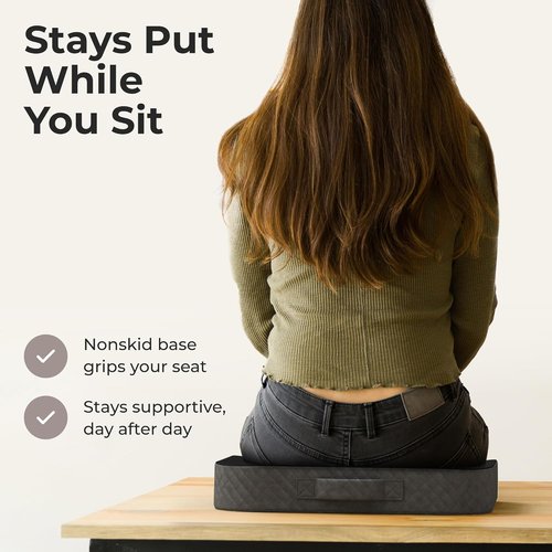 Kölbs Extra Large Memory Foam Seat Cushion - Plush Velvet Cover for Office Chair & Coccyx Pain Relief