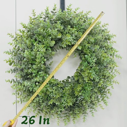 Boxwood Wreath - 26'' Large Artificial Greenery for Front Door | Indoor/Outdoor Farmhouse Decor