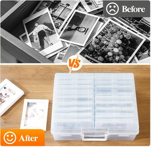 Lifewit Photo Storage Box - 18 Clear Organizers with Lids & Labels | 4x6 Size for Photos & Crafts