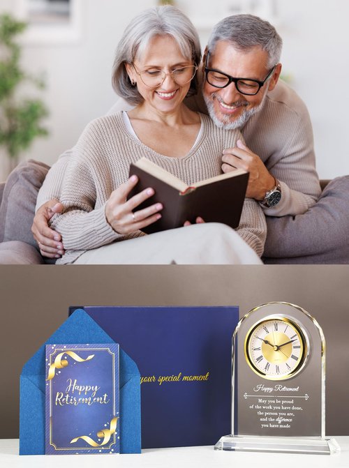 WinTaim Crystal Retirement Alarm Clock Gifts for Men Women, Happy Retirement Plaque for Coworkers, Boss, Going Away Gift for Retired Friends, Farewell Goodbye Presents for Doctors Nurses Teacher