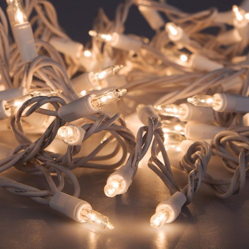 612 Vermont Clear Christmas Lights - 100 Bulbs on White Wire, UL Approved for Indoor/Outdoor Use, 18ft Length