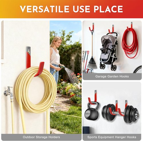 Heavy Duty Metal Garage Hooks by [Brand Name] - Wall Mount Utility Storage Hangers | 2 Pack for Garden & Yard