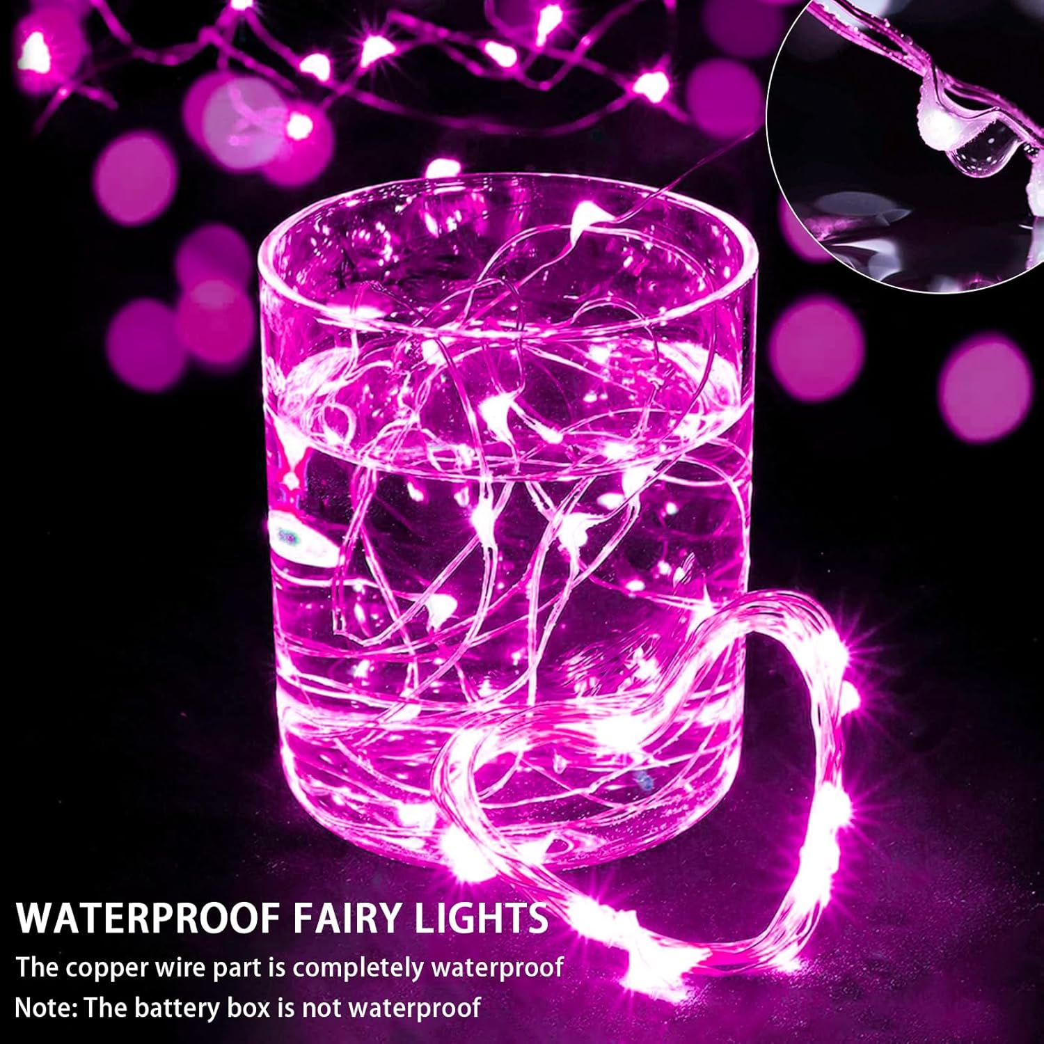 Skiennix 50 Pack Pink Fairy Lights - 7Ft 20 LED Twinkle String Lights | Battery Operated & Waterproof for Parties, Weddings, & Holidays