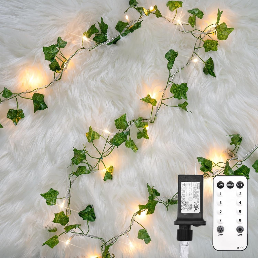 Suddus Ivy String Lights - 33ft 100 LED Fairy Lights with Remote | Warm White for Bedroom, Garden, Party Decor