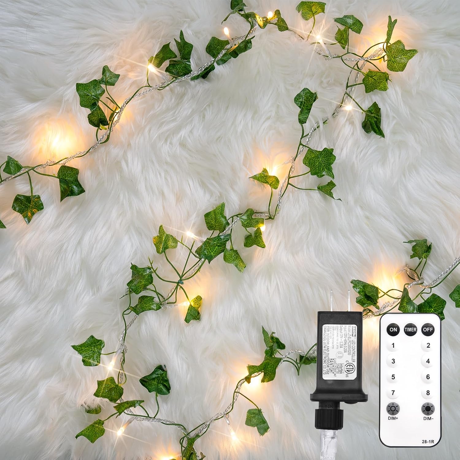 Suddus Ivy String Lights - 33ft 100 LED Fairy Lights with Remote | Warm White for Bedroom, Garden, Party Decor