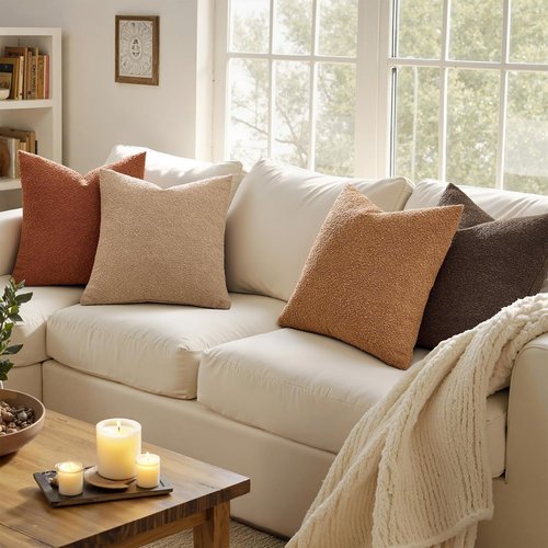 MIULEE Decorative Textured Boucle Throw Pillow Covers - Soft 20x20 Inch Rustic Accent Cushions for Modern Farmhouse Decor
