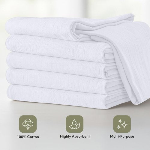 Utopia Kitchen White Flour Sack Towels [24 Pack - 28 x 28 Inch] 100% Cotton Tea Towels for Cleaning & Drying - Highly Absorbent Kitchen Dish Cloth