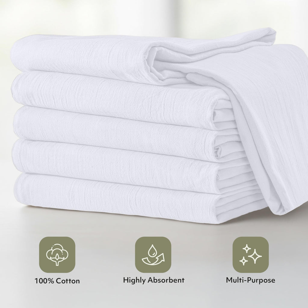 Utopia Kitchen White Flour Sack Towels [24 Pack - 28 x 28 Inch] 100% Cotton Tea Towels for Cleaning & Drying - Highly Absorbent Kitchen Dish Cloth