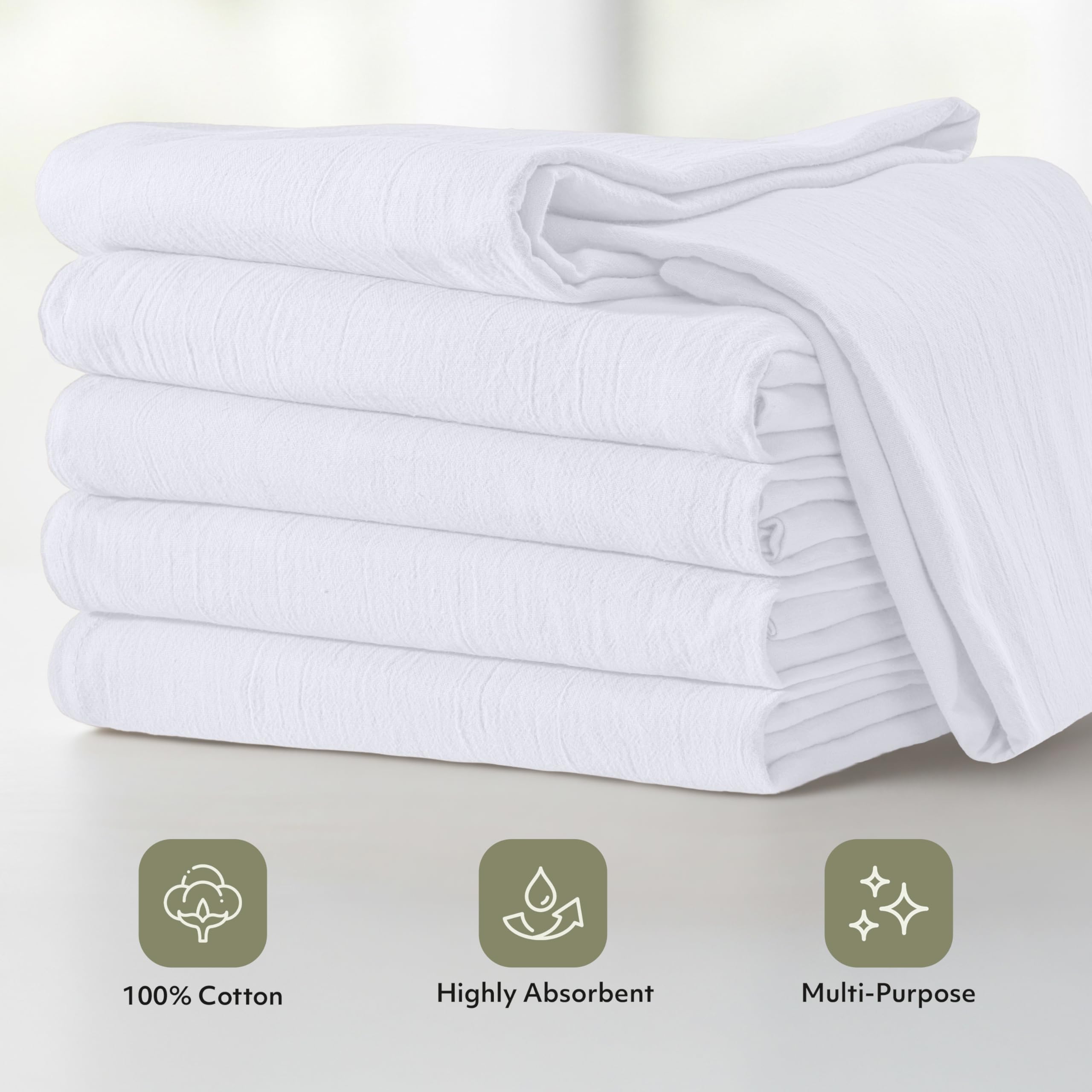 Utopia Kitchen White Flour Sack Towels [24 Pack - 28 x 28 Inch] 100% Cotton Tea Towels for Cleaning & Drying - Highly Absorbent Kitchen Dish Cloth