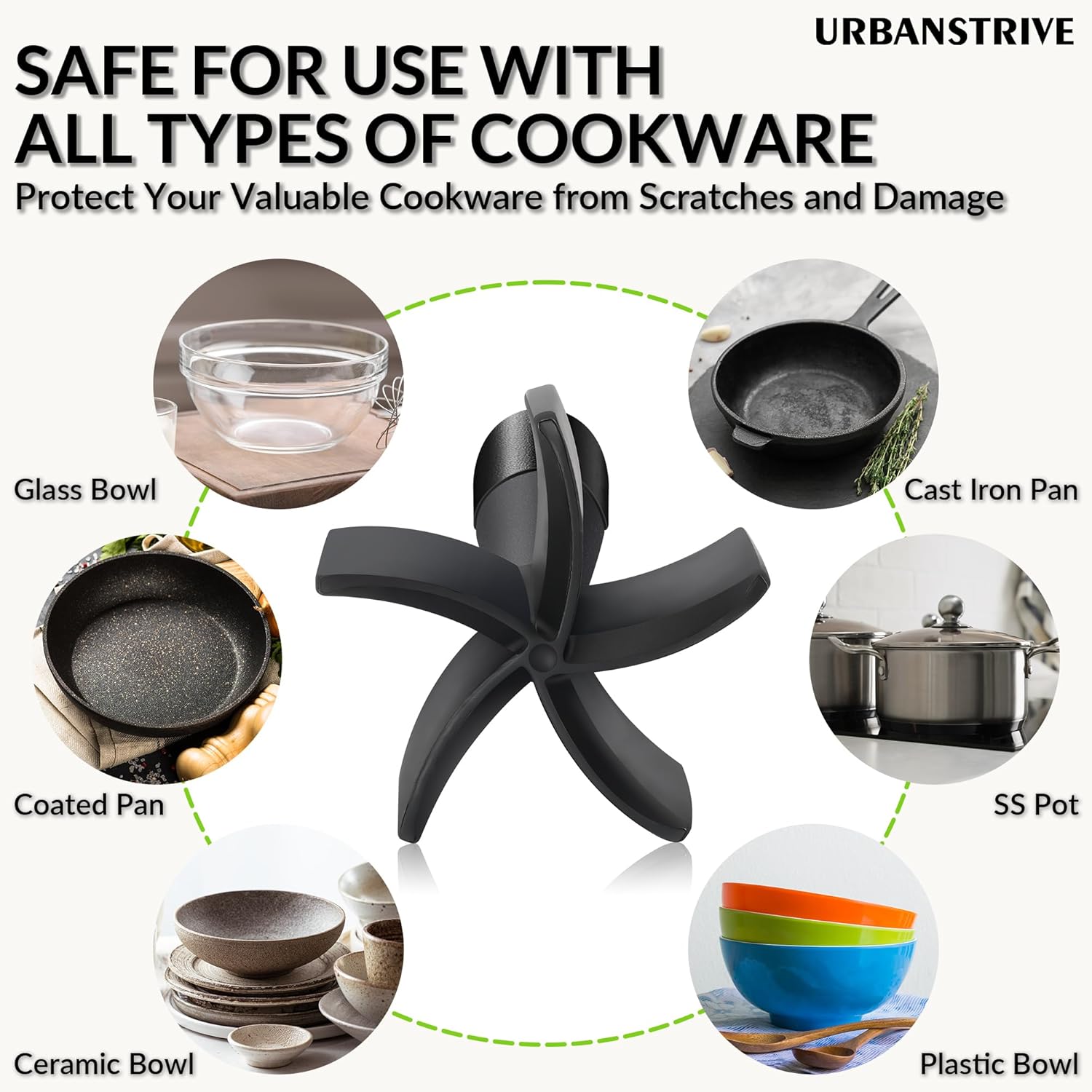 Urbanstrive Heavy Duty Meat Chopper - Durable Non-Scratch Hamburger Smasher | Black Color