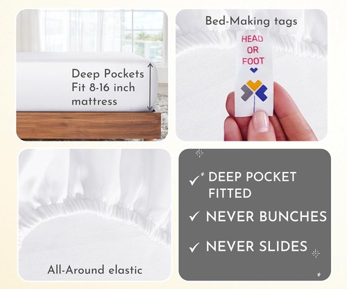 California Design Den King Size Sheet Sets - 400 Thread Count 100% Cotton Sateen | Soft, Breathable, Deep Pocket - Bright White