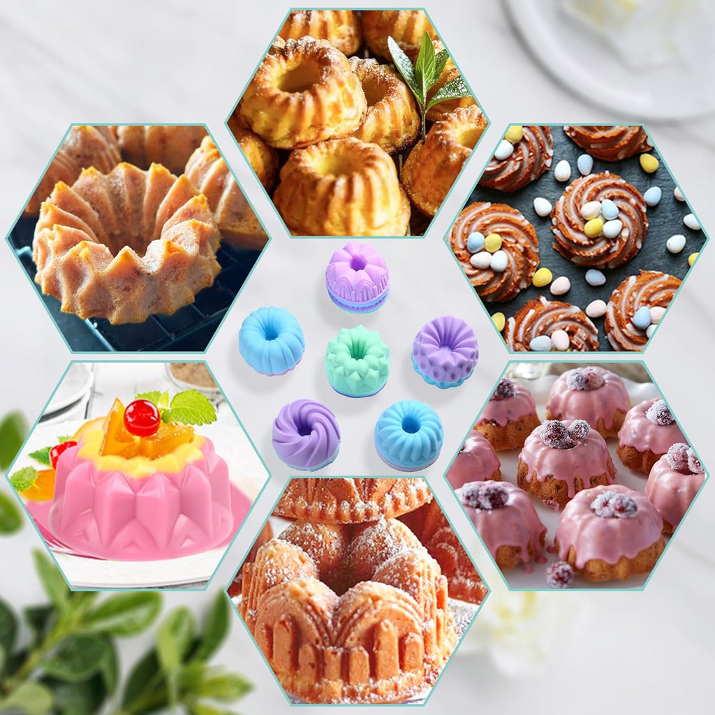Skiennix Silicone Donut Mold - 24-Pack Nonstick Baking Cups | 3-Inch Oven & Dishwasher Safe