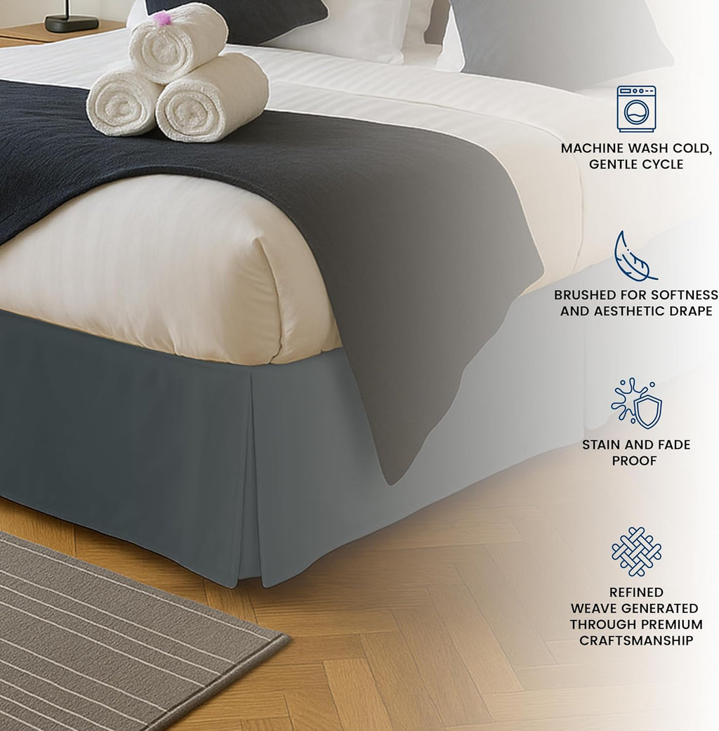 Utopia Bedding Queen Bed Skirt - Soft Quadruple Pleated Ruffle - 16-Inch Tailored Drop | Hotel Quality, Grey
