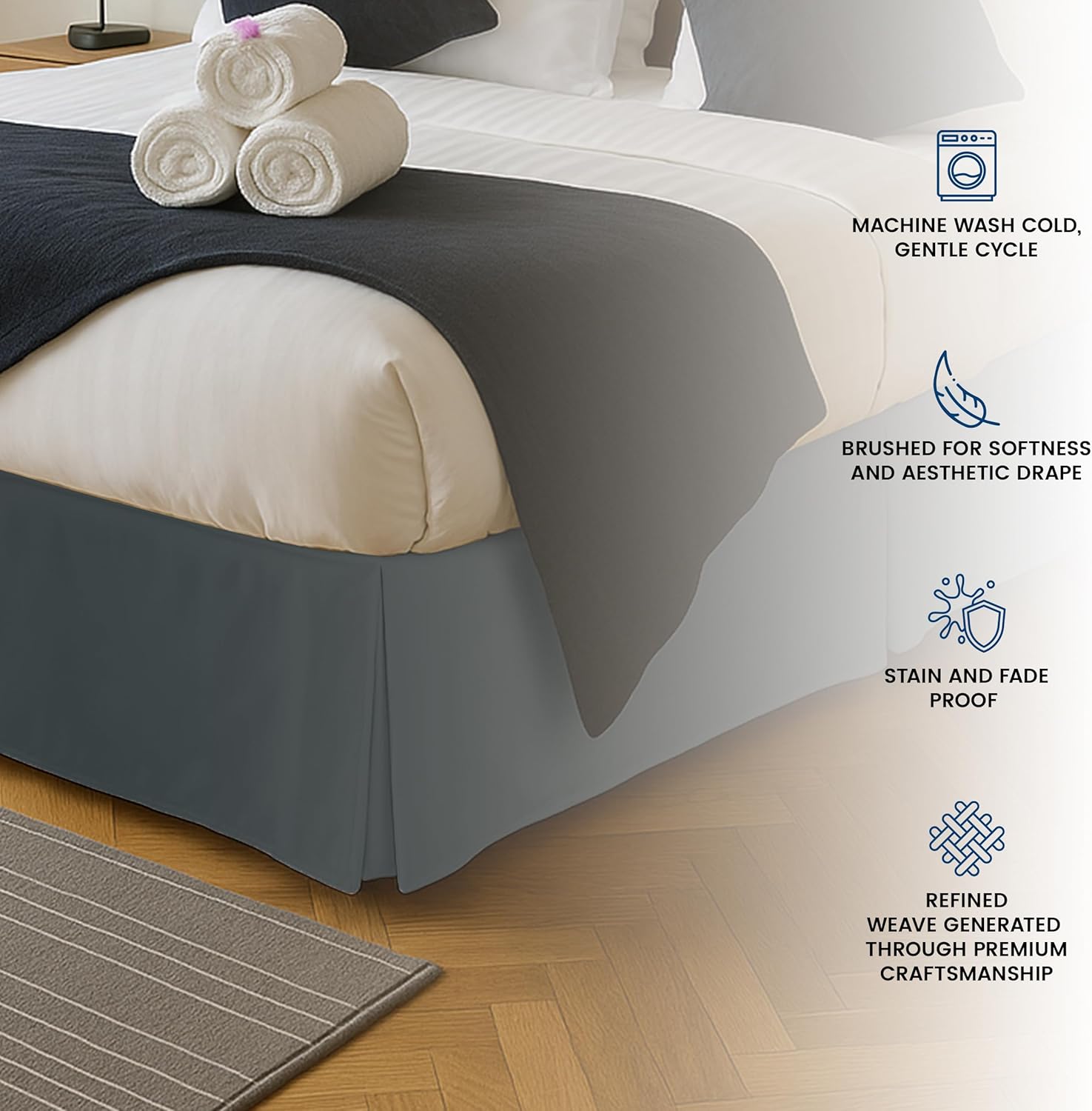 Utopia Bedding Queen Bed Skirt - Soft Quadruple Pleated Ruffle - 16-Inch Tailored Drop | Hotel Quality, Grey
