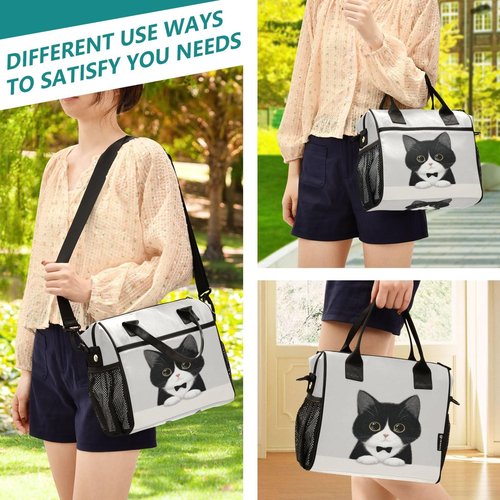 Boccsty Cat Tuxedo Kitty Kids Reusable Lunch Box Boys Girls Insulated Lunch Bag Women Men Cooler Tote Bag Organizer Meal Prep for School Office Picnic M