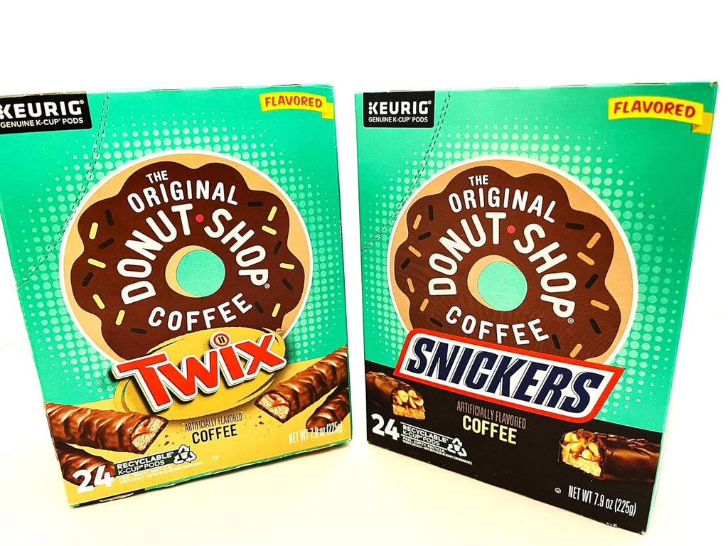 SCS Direct Donut Shop K-Cup Variety Pack - Snickers & Twix Flavors - 48 Cups Total, Light Roast