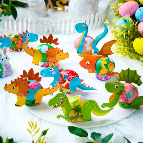 JOYIN Dinosaur Easter Egg Dye Kit - 37 PCS Coloring Set with Dye Tablets & Stickers for Creative Egg Hunts