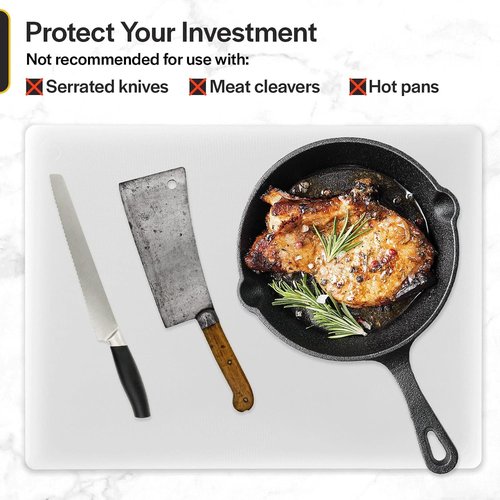 Extra Large 20 x 15 Plastic Cutting Board with Groove - Heavy 1/2" Thick White HDPE Poly, Long Lasting and NSF Approved for Restaurants and Commercial Kitchens - Weight 5lb