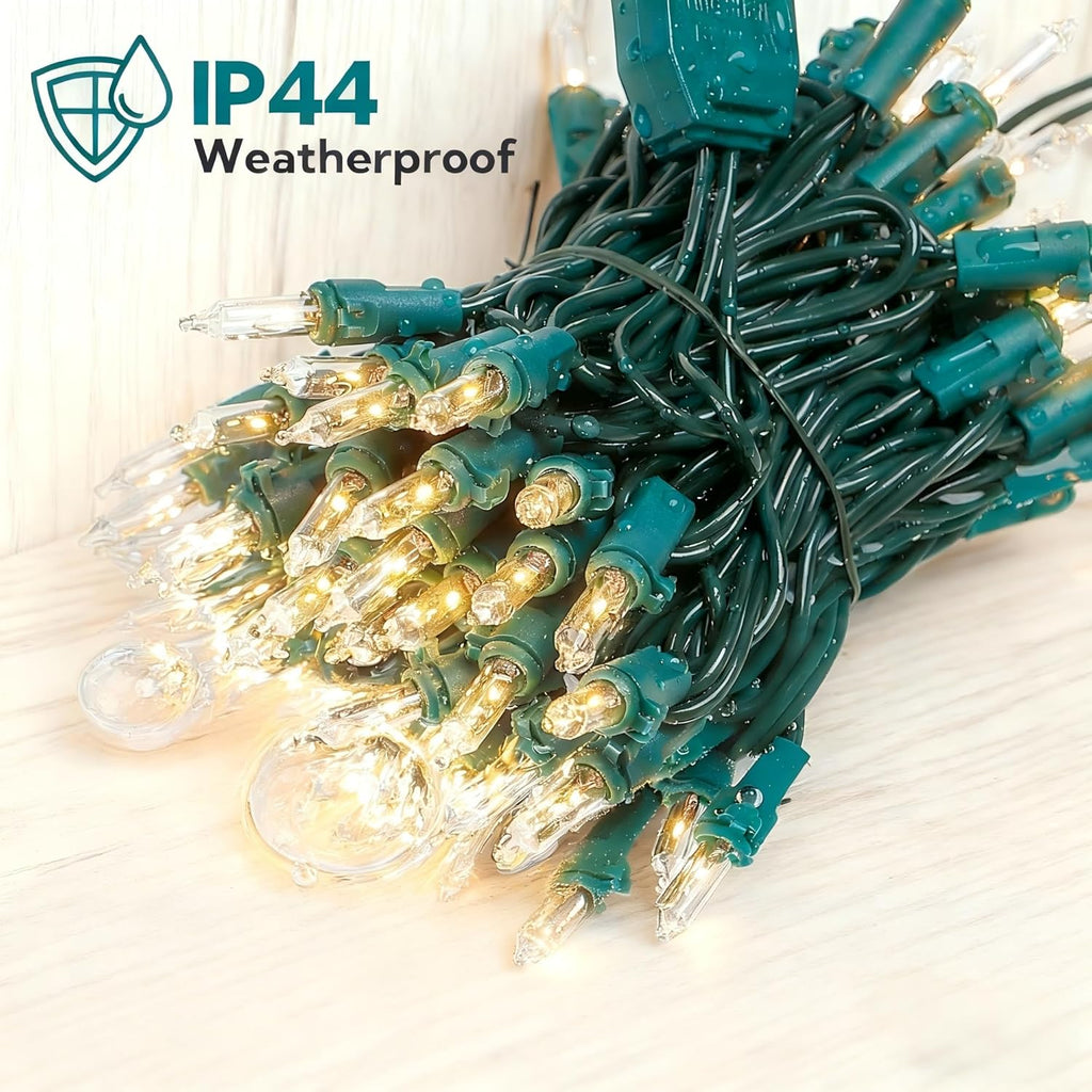 Skiennix 100 Count White Christmas Lights - Clear Mini Incandescent String Lights for Home & Party (23 Feet)