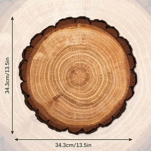 30 Pcs Disposable Wood Grain Placemats, Rustic Brown Decorative Round Placemats for Birthday Party Table Setting Supplies Decoration