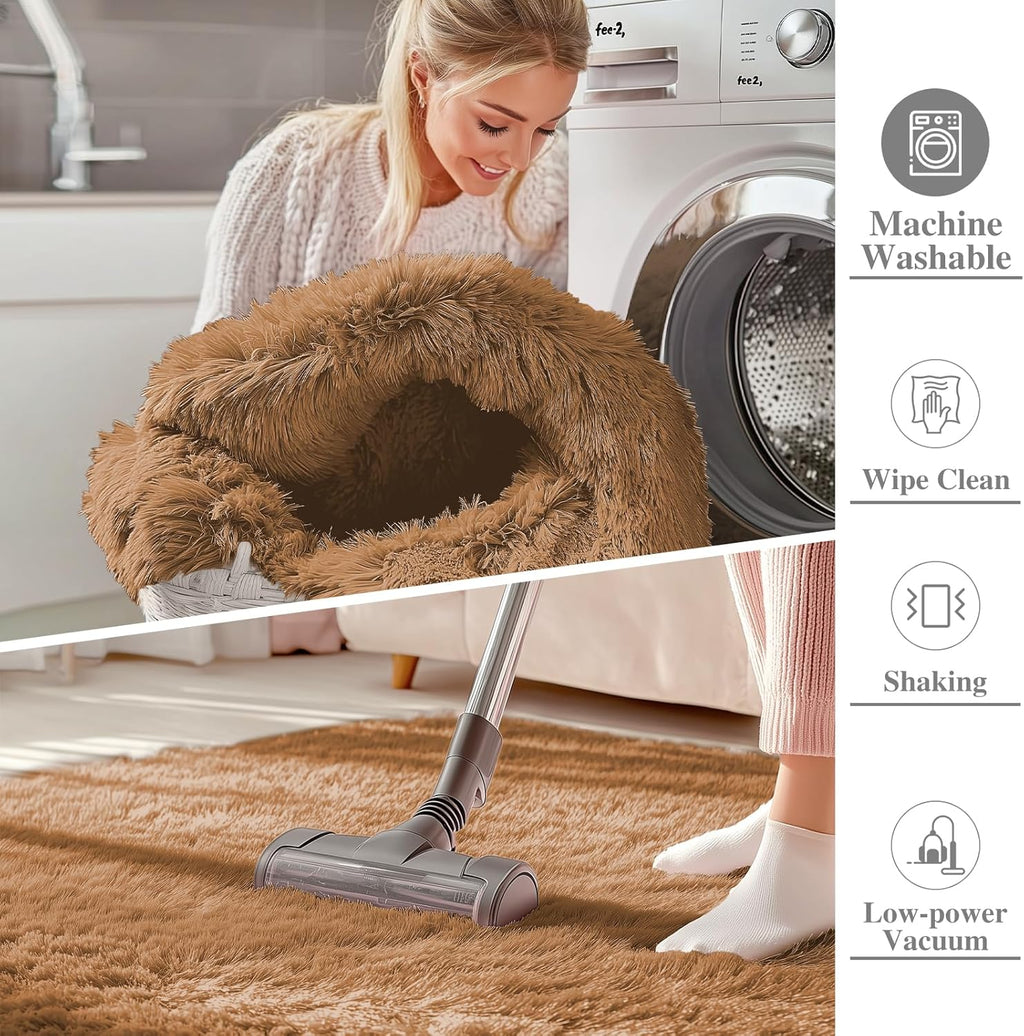 OLANLY 3x5 Soft Fluffy Shaggy Bedside Rug - Machine Washable Indoor Carpet for Kids & Nursery | Khaki