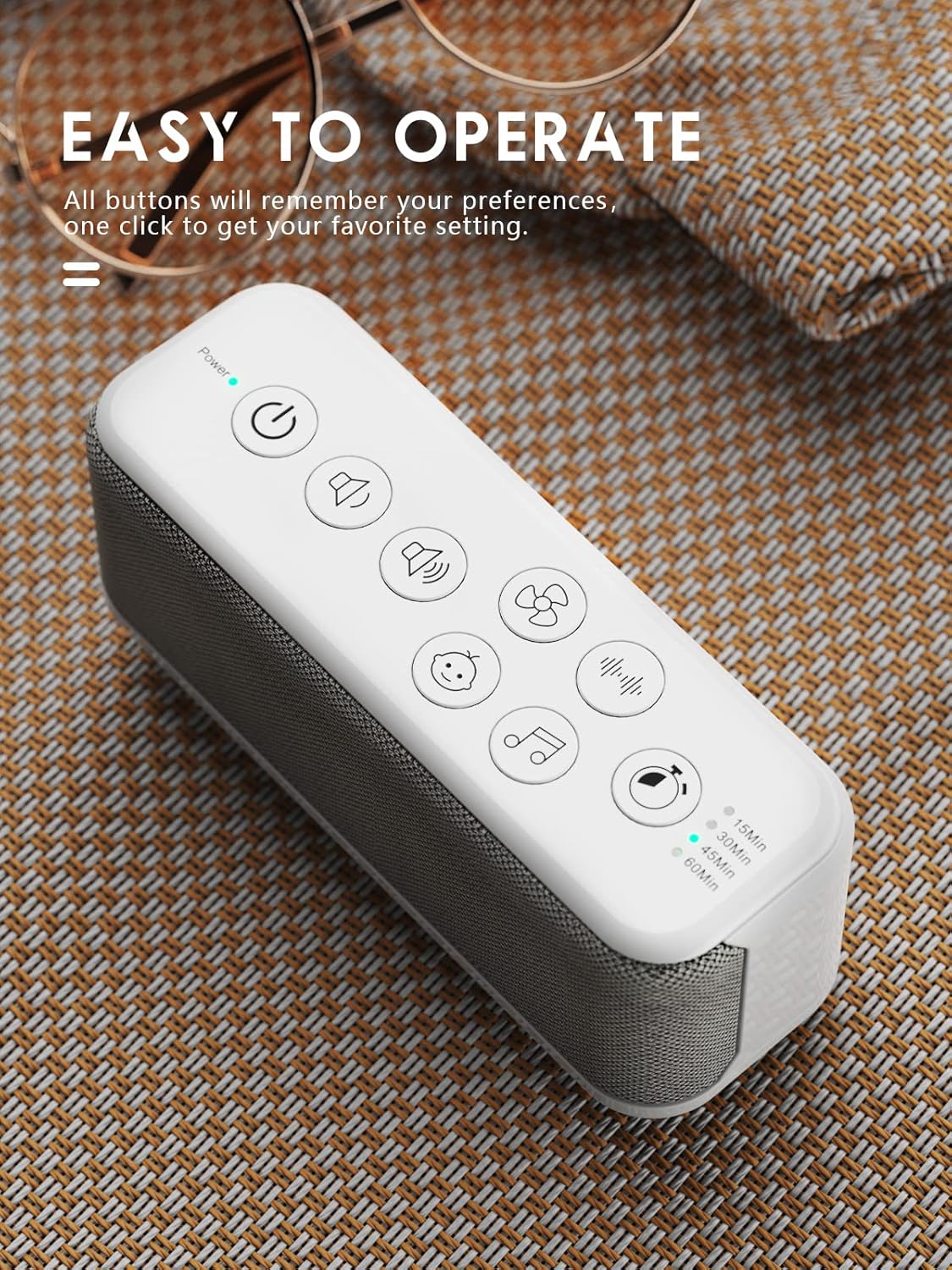 OnLyee White Noise Machine - USB Rechargeable Sound Machine with 42 Soothing Sounds for Sleep & Focus