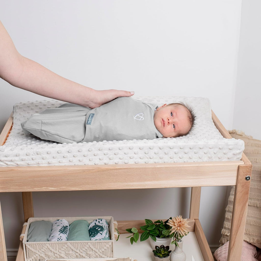SwaddleMe by Ingenuity Baby Swaddle Blanket - 100% Cotton, 0-3 Months, Improves Sleep & Calms Reflex | Tropical Dino, 2-Pack
