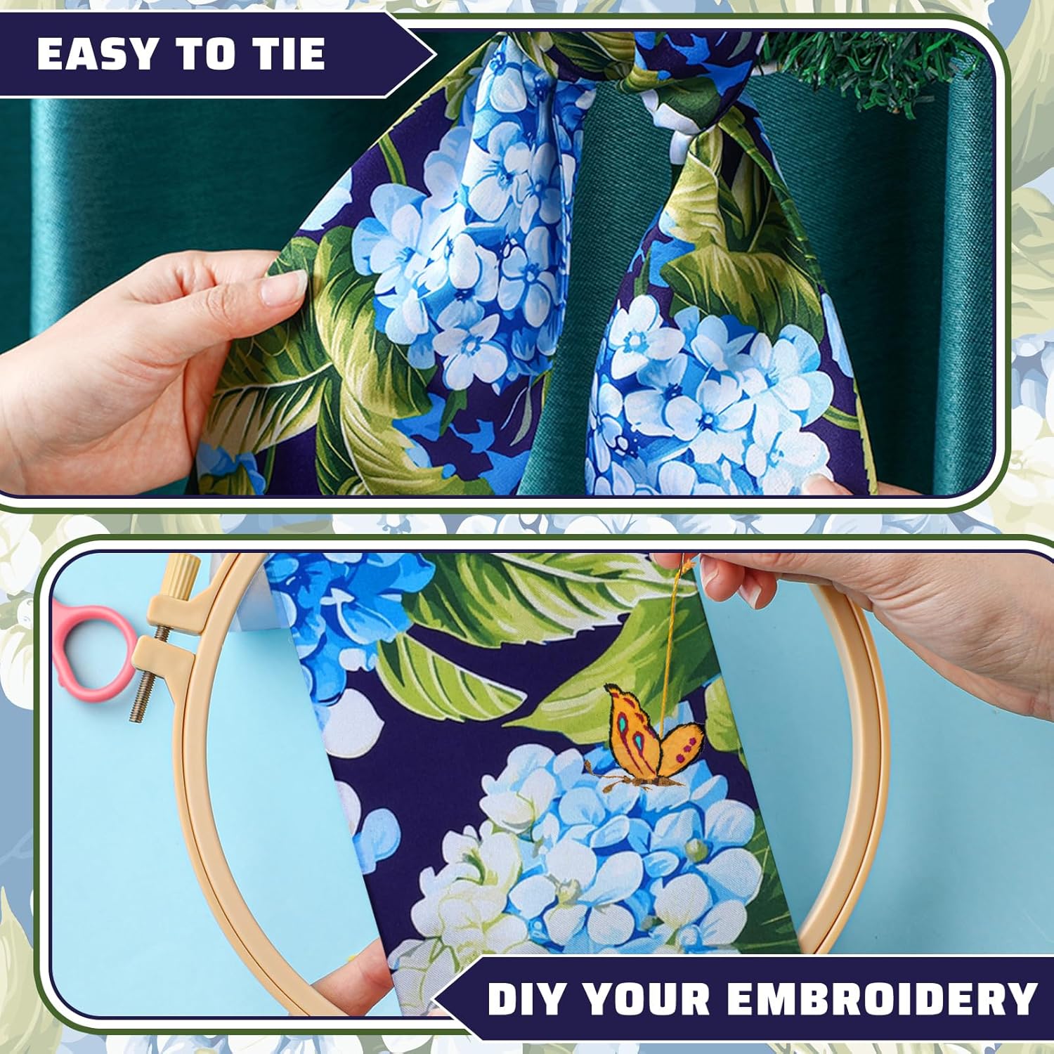 Skiennix Wreath Sash - Satin Blank Sash for Embroidery | Indoor/Outdoor Home Decor (Blue, Green)
